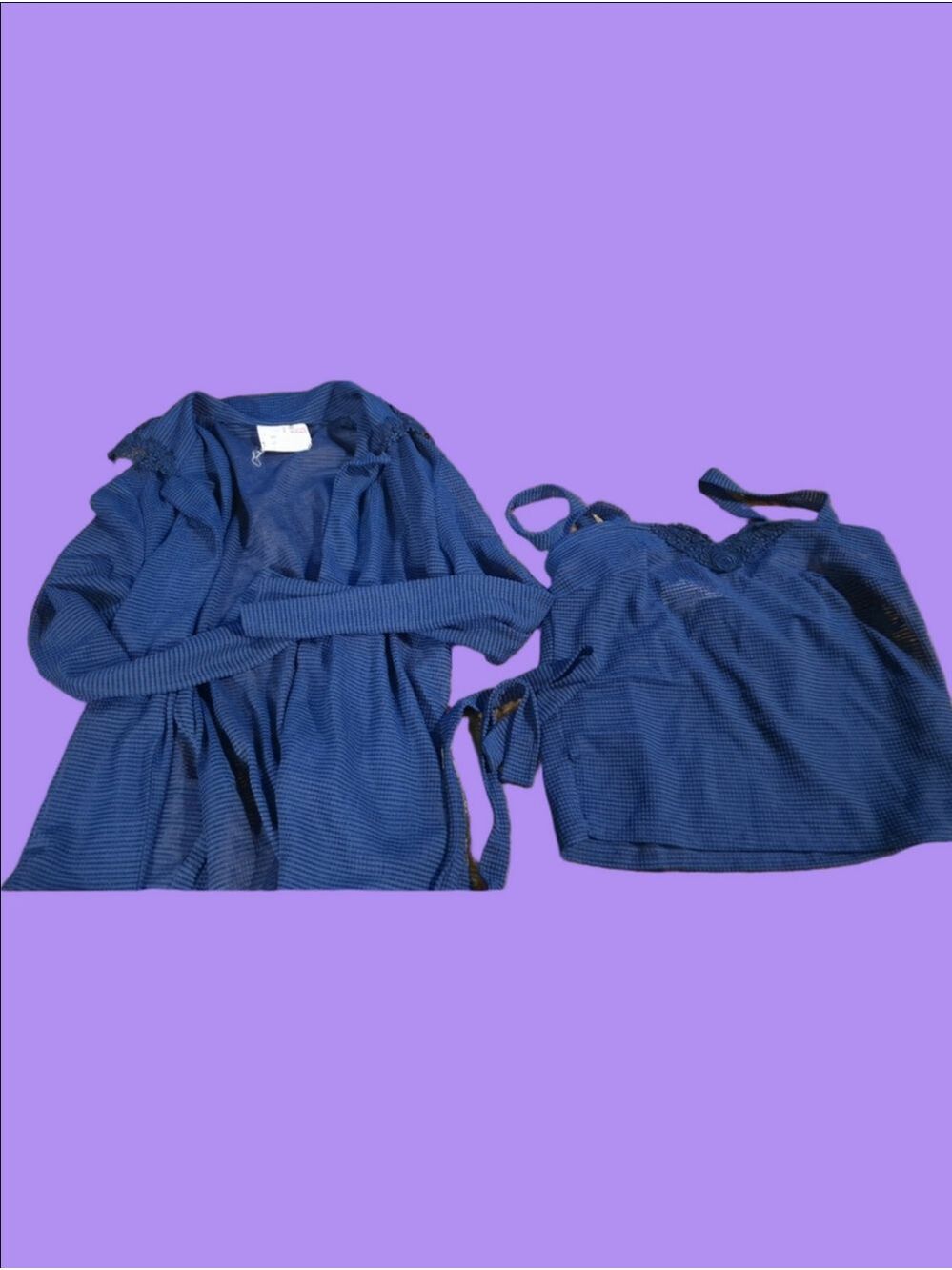 4/$67 Deal! Vintage Liza Peta Blue Ribbed Top and Tank Set